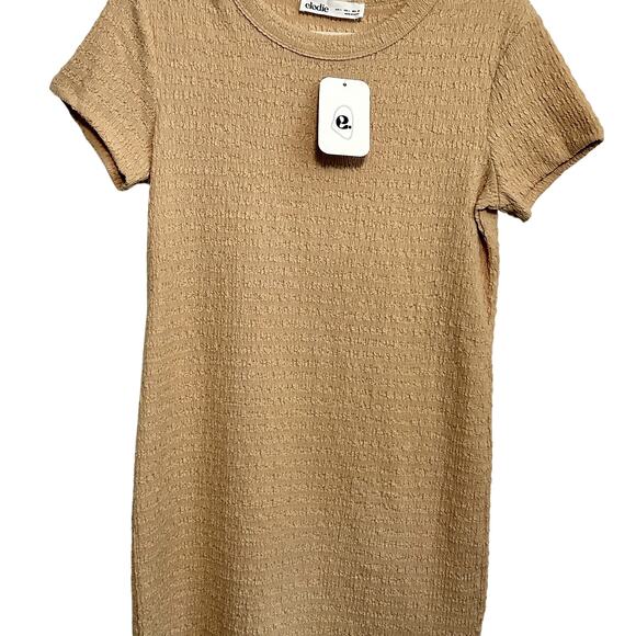 NWT Elodie Crinkle Mini Dress L Peach Coquette Fitted Bodycon Stretch Sexy - Picture 10 of 13